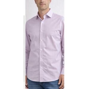 Ryan Seacrest Dress Shirt Pink Check Slim Fit Mens 17 36/37 Non Iron
